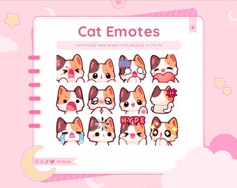 Può includere: Un set di 12 emoji di gatto con diverse espressioni, tra cui sorpresa, felicità, tristezza e rabbia. Gli emoji sono ottimizzati per il caricamento in 117 pixel.