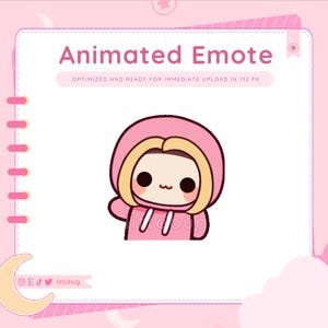 Wiggle Animated Emote (Blonde Haare, Pinker Hoodie) für Twitch, YouTube, Discord | Chibi Mädchen