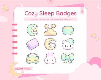 Cozy Sleepy Sub Badges for Twitch, YouTube, Discord (Green)