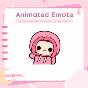Wiggle Animated Emote (Pinke Haare, Pinker Hoodie) für Twitch, YouTube, Discord | Chibi Mädchen