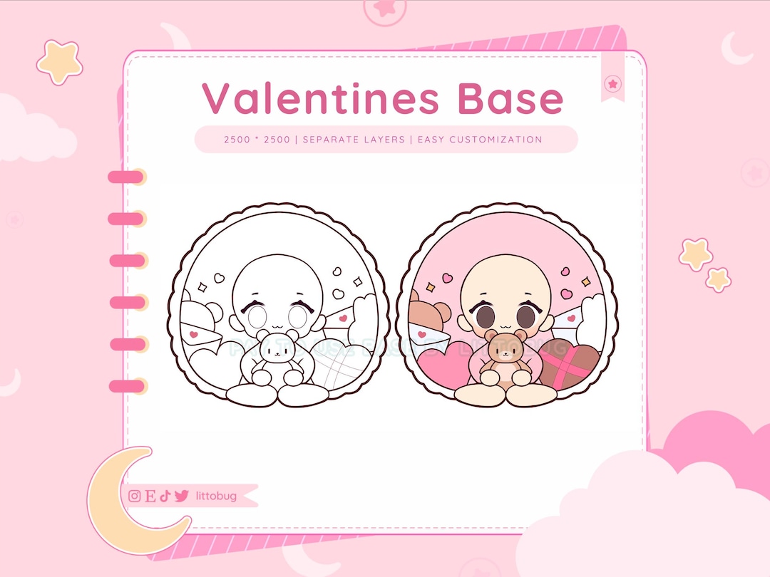 Valentines Base 5 Ych Chibi Template For Commissions Twitch