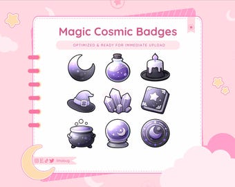 Magic Cosmic Twitch Sub Badges | Witchy Purple Celestial Icons (Digital Download)