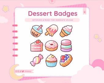 Dessert Sub Badges | Pastel Candy & Cake Twitch Badges | Sweet Stream Icons | Digital Download