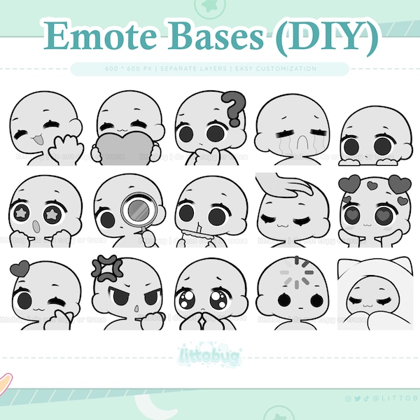 Emote Base Pack #1 | DIY | Emote Template for Twitch, Discord, Youtube Emotes