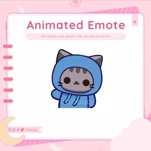 Cat Animated Emote (Gray, Blue) for Twitch, YouTube, Discord | Kitten Emotes