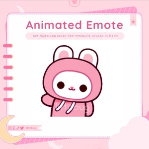 Bunny Animated Emote (White, Pink) for Twitch, YouTube, Discord | Rabbit Emotes