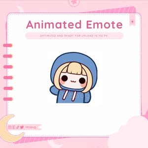 Wiggle Animated Emote (Blonde Haare, Blauer Hoodie) für Twitch, YouTube, Discord | Chibi Mädchen