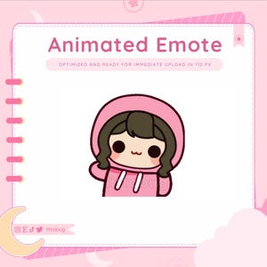 Wiggle Animated Emote (Schwarze Haare, Blauer Hoodie) für Twitch, YouTube, Discord | Chibi Mädchen
