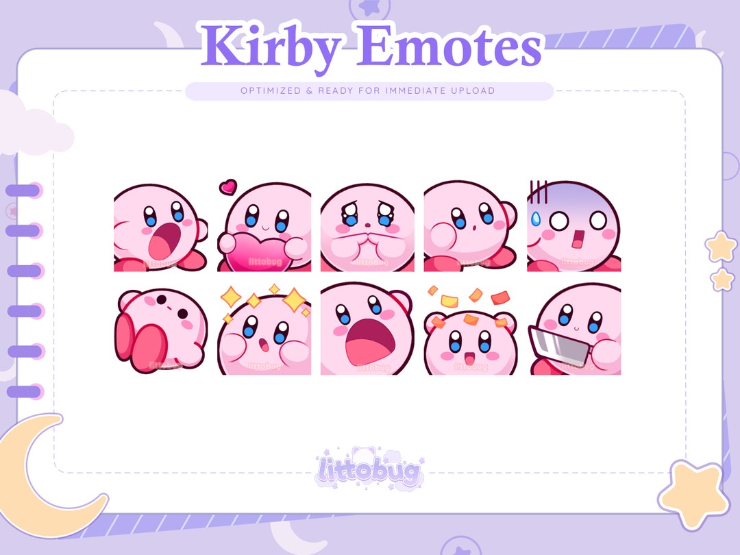 Pink Kirby Emotes (10 Pack) for Twitch, Youtube, Discord | Cute ...