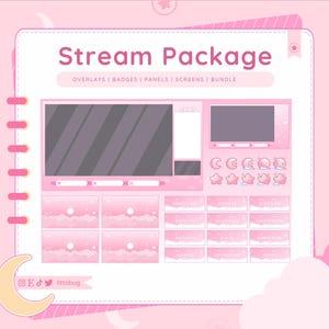 Pink Celestial Twitch Stream Package | Stream Overlays, Twitch Panels, Sub Badges Inactive