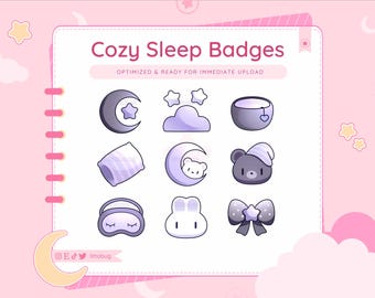 Cozy Sleepy Sub Badges for Twitch, YouTube, Discord (Purple)