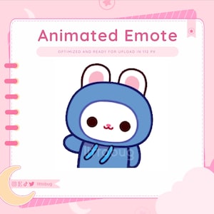Bunny Animated Emote (White, Blue) for Twitch, YouTube, Discord | Rabbit Emotes