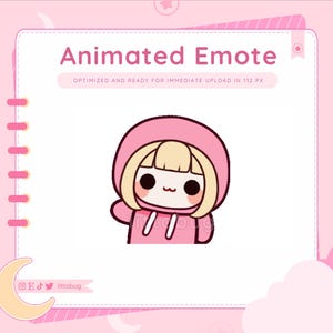 Wiggle Animated Emote (Blonde Haare, Pinker Hoodie) für Twitch, YouTube, Discord | Chibi Mädchen