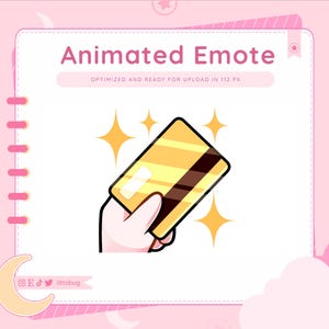 Emote animado de cartão de crédito (pele clara) para Twitch, YouTube, Discord | Emote de meme animado barato