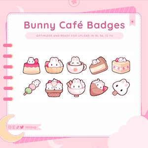 Bunny Cafe Sub Badges (10 Pack) for Twitch, YouTube, Discord | Cute, Affordable Stream Assets