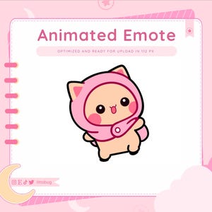 Animated Emote Cat Spin (Brown, Pink) for Twitch, YouTube, Discord | Adorable Kitten
