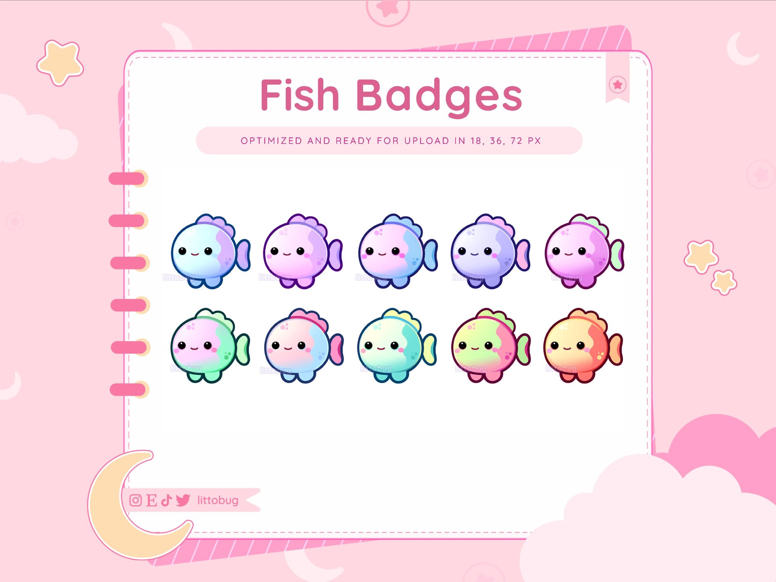 Aquatic Fish Badges (10 Pack, Rainbow) for Twitch, Youtube, Discord ...