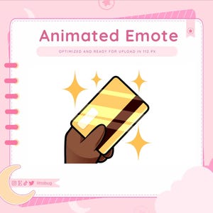 Emote animado de deslizar tarjeta de crédito (piel oscura) para Twitch, YouTube, Discord y transmisiones de Cash Money