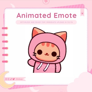 Cat Animated Emote (Orange, Pink) for Twitch, YouTube, Discord | Kitten Emotes