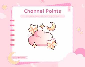 May include: A pink cloud with gold stars and a crescent moon. The text "Channel Points" is at the top of the image.