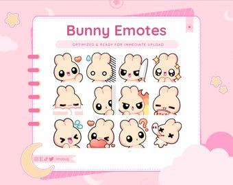 Pastel Orange Bunny Emotes, Twitch, YouTube, Discord (Digital Download)
