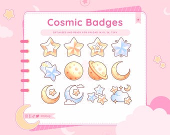 Celestial Star Sub Badges, Twitch, Discord, Youtube (12 Pack)