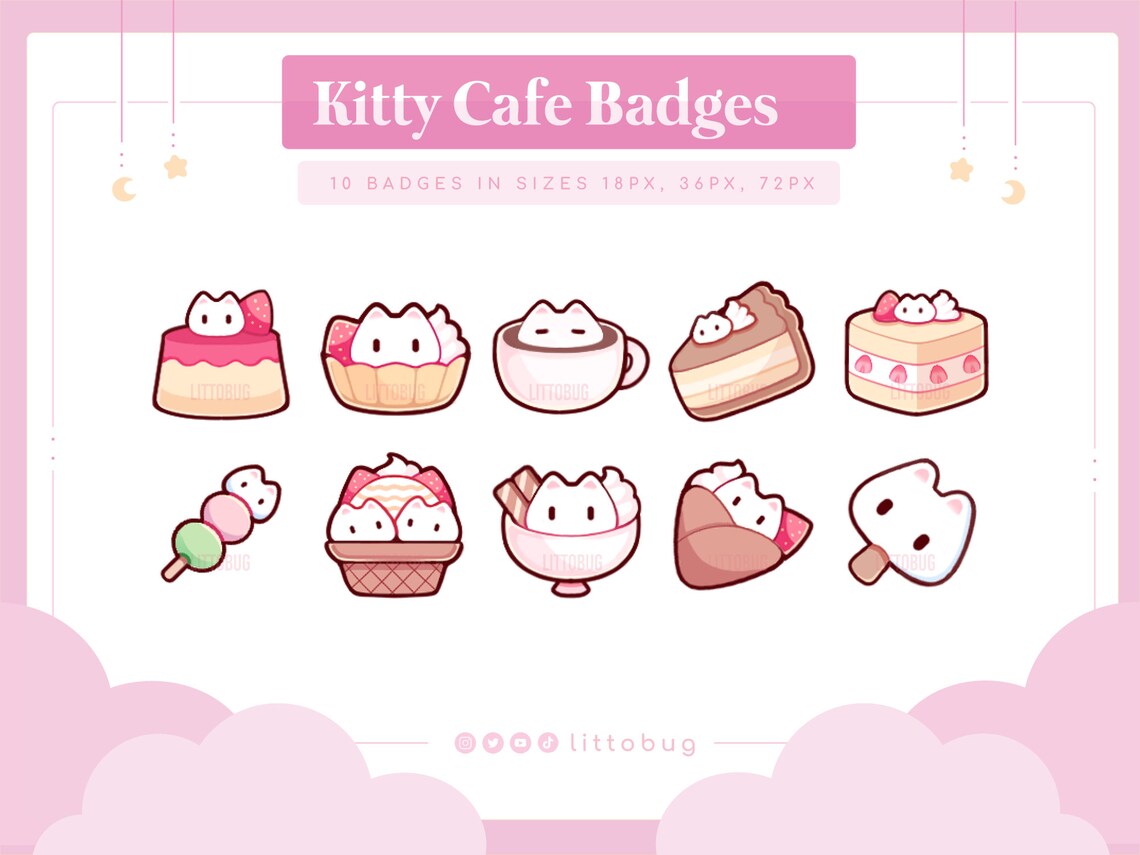 Kitty cat cafe badges 10 pack for twitch youtube discord etsy canada