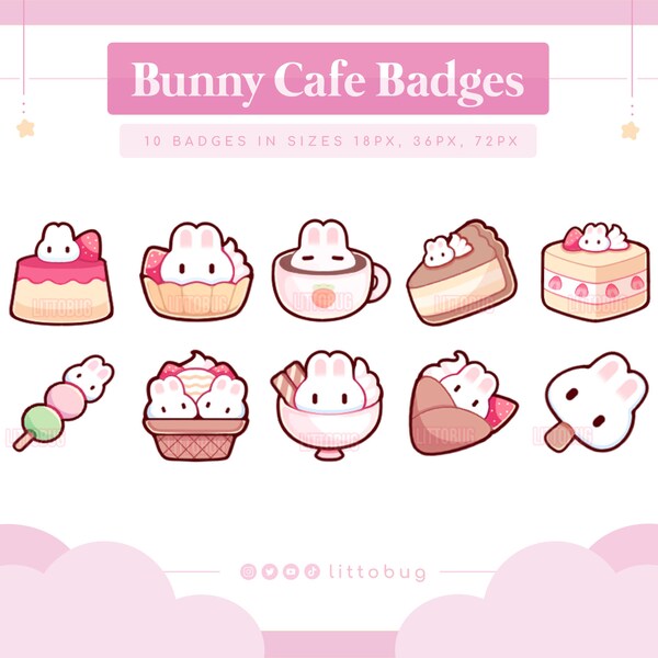значки Bunny Rabbit Cafe (10 шш.) д л Twitch ، YouTube ، Discord | بت تدفق بت ، thitch thitch ،
