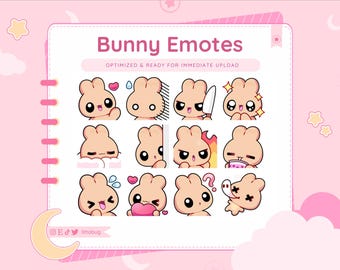 Brown Bunny Emotes for Twitch, YouTube, Discord (12 Pack)