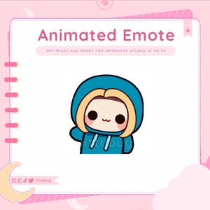 Wiggle Animated Emote (Blonde Haare, Blauer Hoodie) für Twitch, YouTube, Discord | Chibi Mädchen