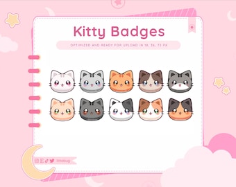 Puede incluir: Nueve insignias de gatitos diferentes con varios colores y patrones. Las insignias están optimizadas para cargarse en 18, 36 y 72 píxeles.