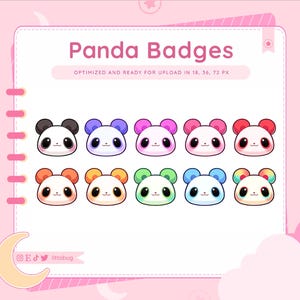 Panda Badges (10 Pack) for Twitch, YouTube, Discord | Cute Sub Badges | Animal Badges
