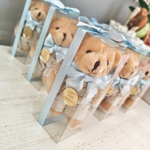 Personalized Plush Teddy Bear Keychain Birthday Party Favor, Blue Teddy Bear in Bulk, Gender Reveal Gifts, Babyshower Decor