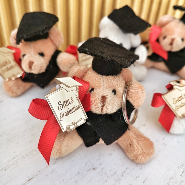 Personalized Graduation Teddy Bear Keychain Favors, Custom Bulk College Graduation Gifts, Preschool Graduation, Thank you For Coming