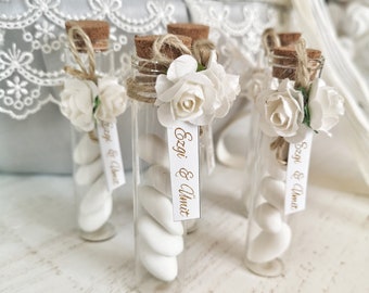 Almond Candy Glass Jar, Tube Dragee, Personalized Wedding Favor,  Engagement Gifts, Wedding Candy, Dragee Gifts, Handmade Favors, Bridesmaid