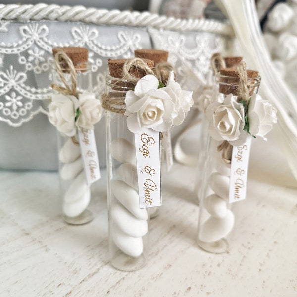 Almond Candy Glass Jar, Tube Dragee, Personalized Wedding Favor,  Engagement Gifts, Wedding Candy, Dragee Gifts, Handmade Favors, Bridesmaid