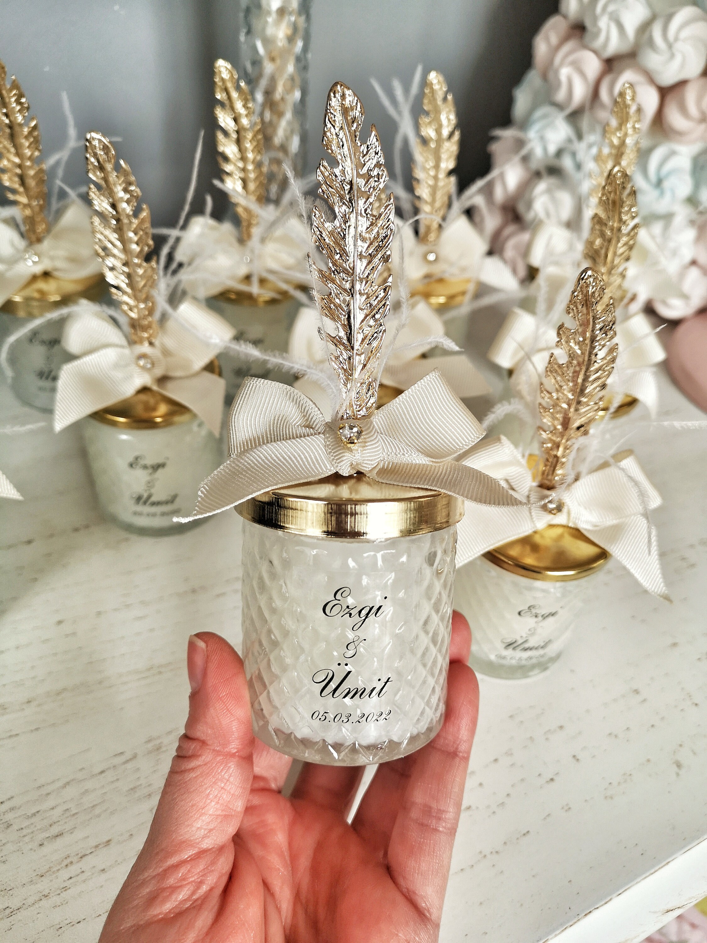 Luxury Wedding Candle Favors Wedding Candle Jars With Ribbon Etsy