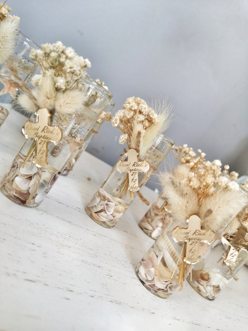 Personalized Seashell Gel Candle Baptism Favors Custom Glass Etsy
