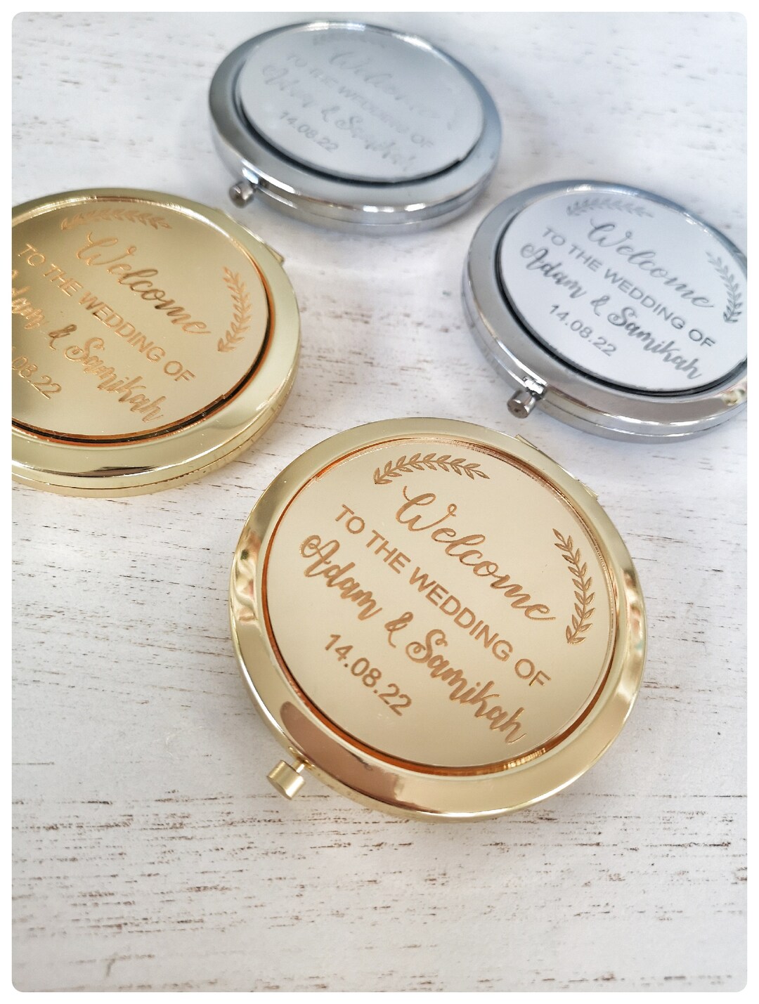 Personalized Gold Compact Mirror Wedding Favors Elegance Etsy