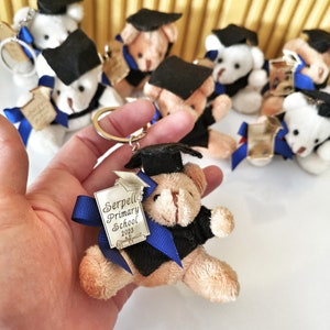 Personalized Graduation Teddy Bear Keychain Favors, College Graduation ...
