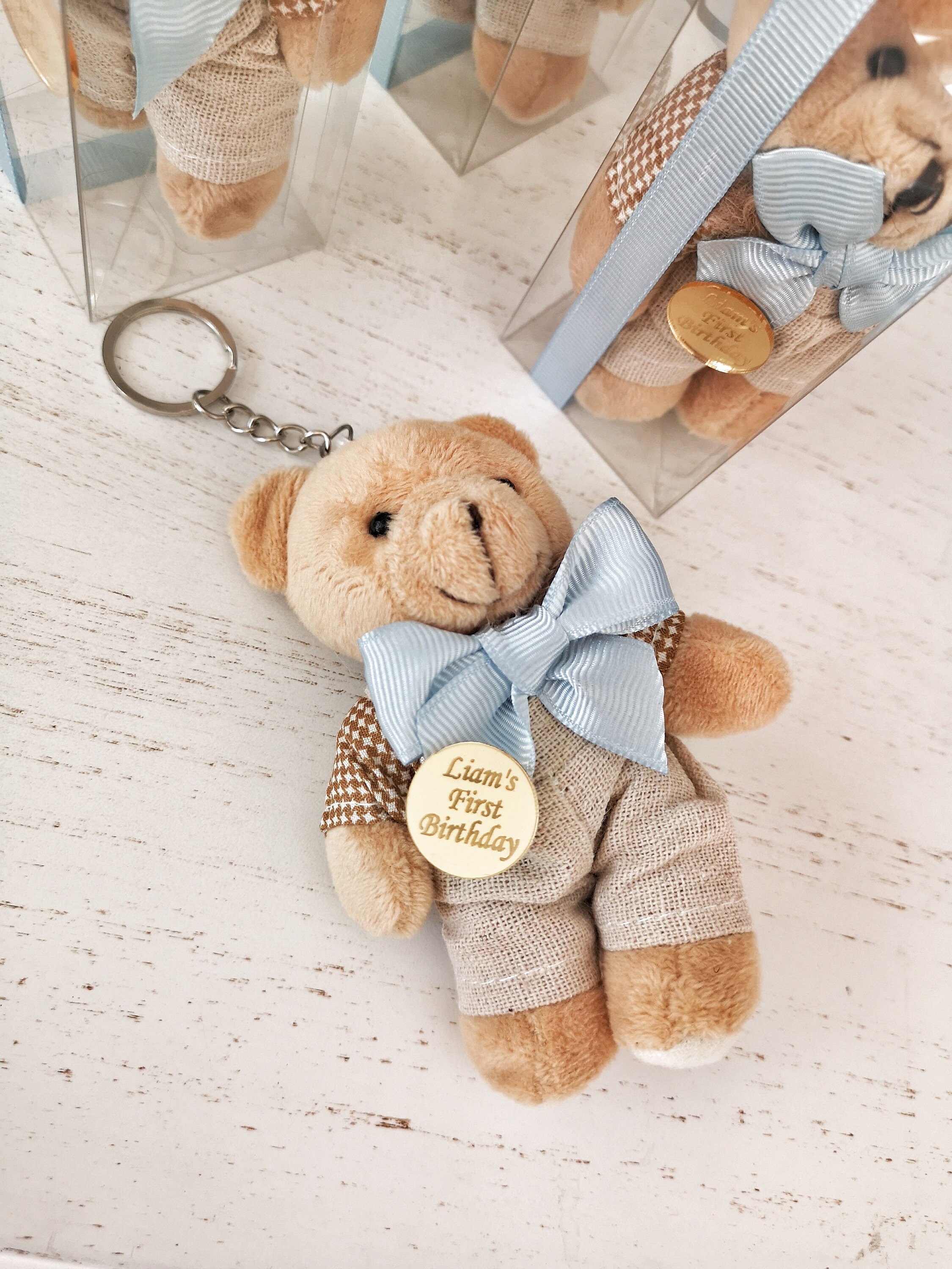 Personalized Plush Teddy Bear Keychain Birthday Party Favor Etsy
