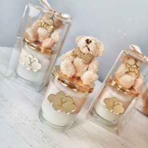 Baby Shower Favor ,  Teddy Bear , Personalized Gifts ,baptism candle, Engagement Favors, Handmade Favor, Fathers Day gift, baptism favors