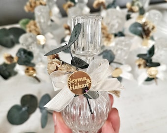 Luxury Cologne Bottle With Eucalyptus Flower , Personalized Wedding Gifts, Handmade Favors, Baby Shower Favors, Bridal Shower Gift