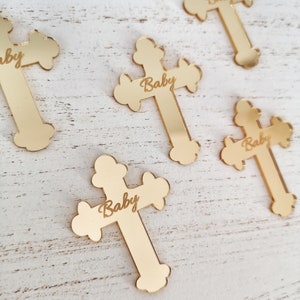 custom cross acrylic mirror tag,baptism tag favor,baby shower tag,mirror tag for favor,gold acrylic mirror tag,lettering name logo,cross tag