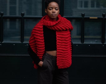 Écharpe oversize en tricot - Velours rouge