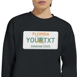 Customizable Florida License Plate Sweatshirt - Personalized Gift for Sunshine State Lovers