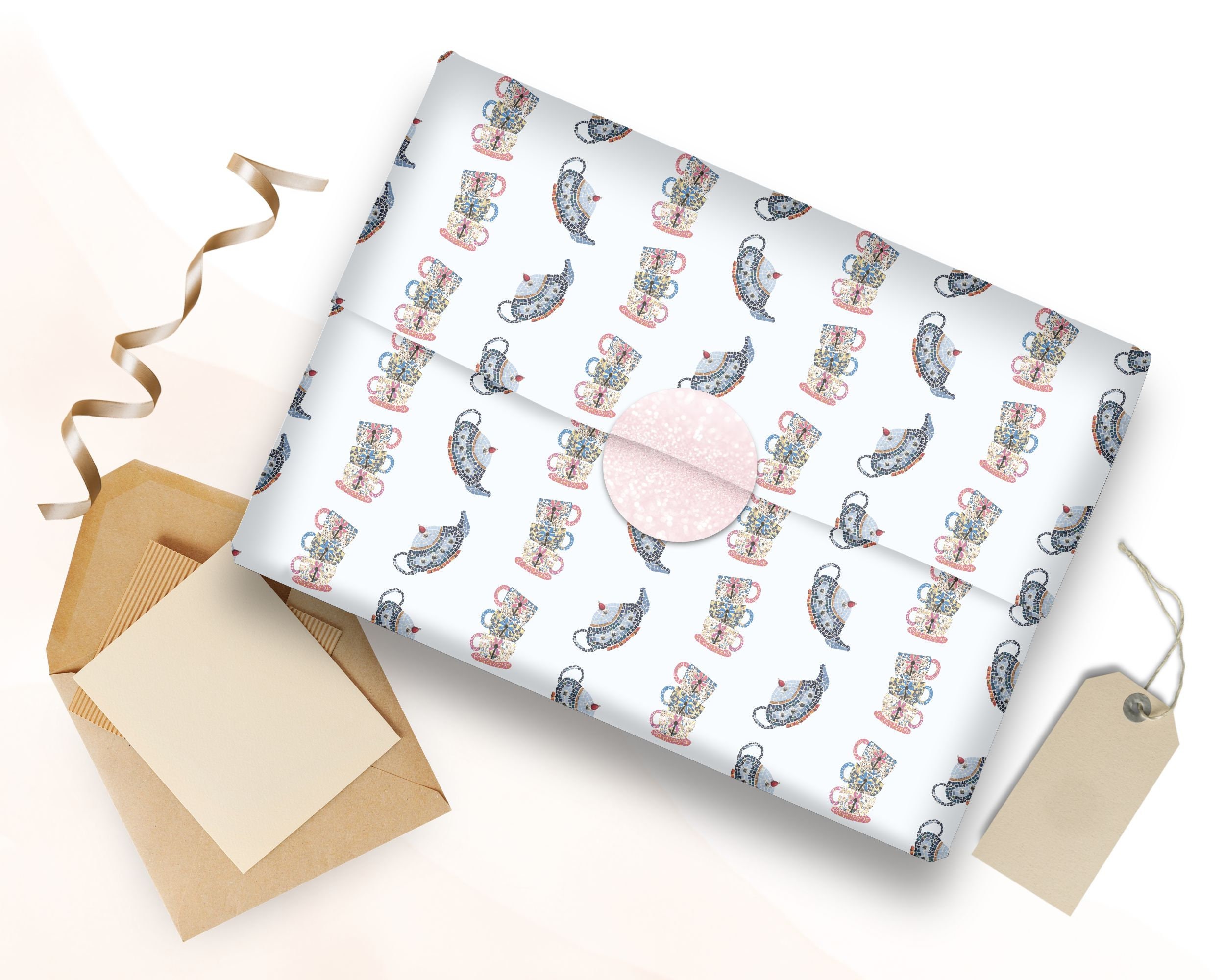 Digital Printable Gift Wrapping Paper - Cupcakes and Tea - Etsy