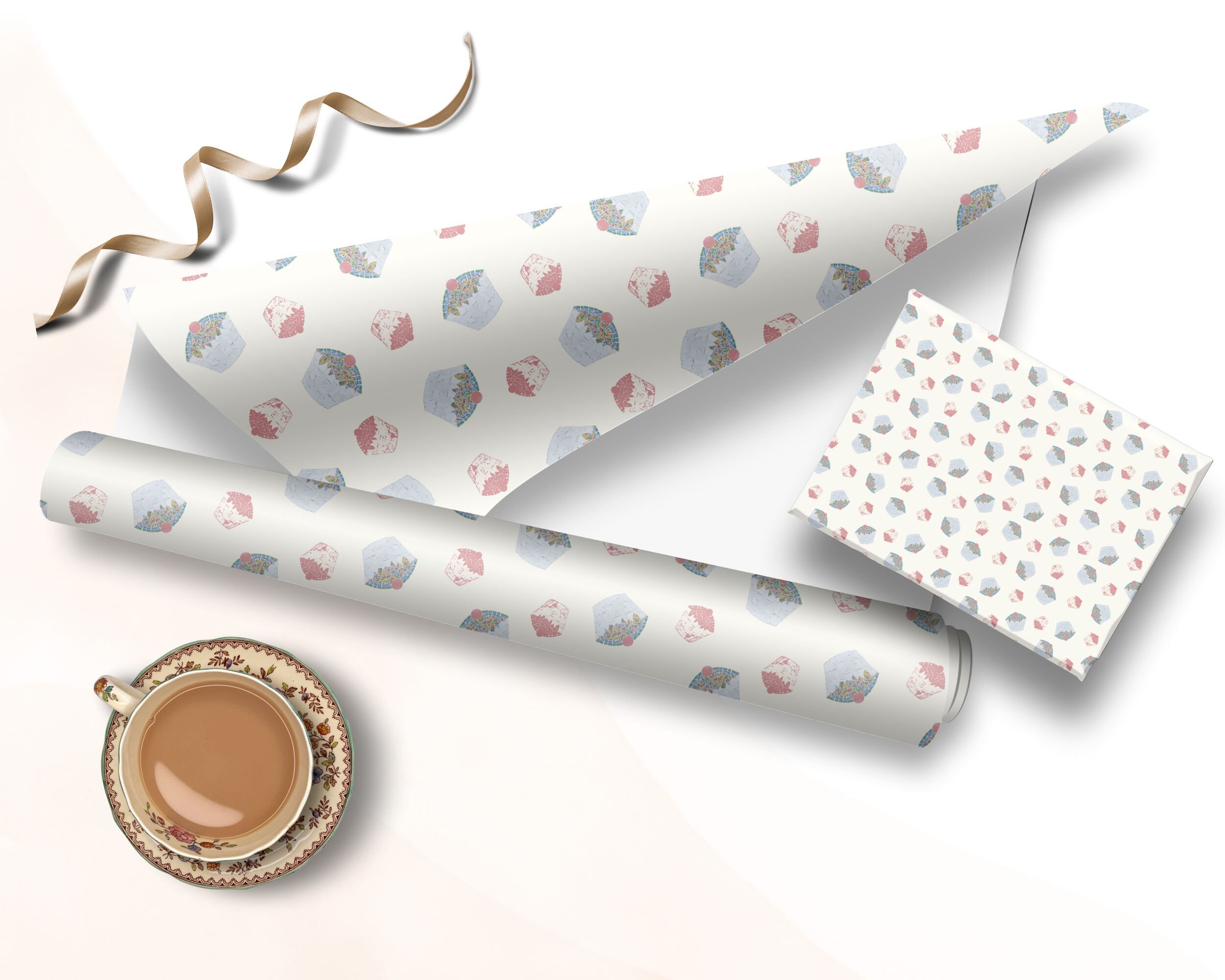 Digital Printable Gift Wrapping Paper - Cupcakes and Tea - Etsy