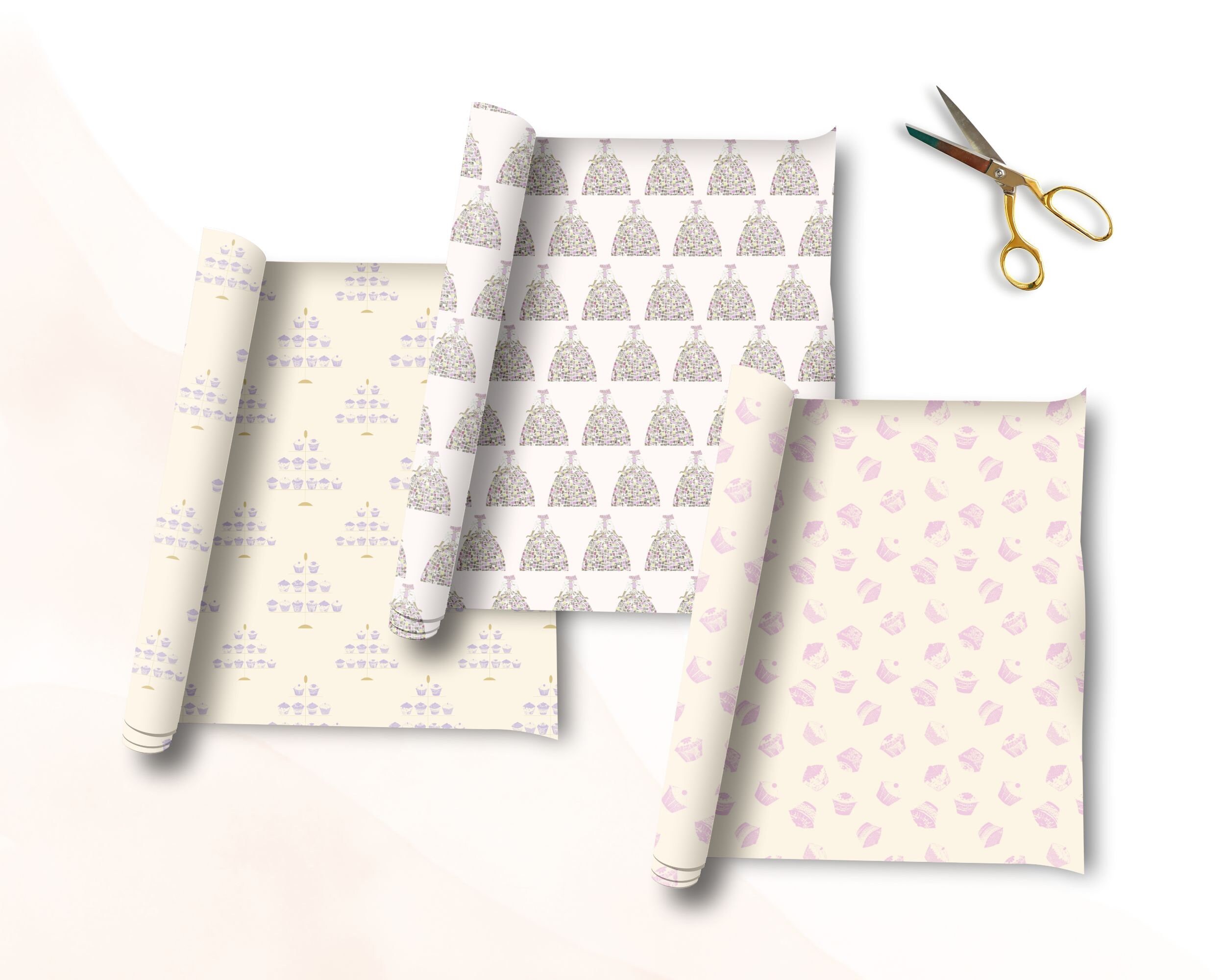 Digital Printable Gift Wrapping Paper - Cupcakes and Tea - Etsy