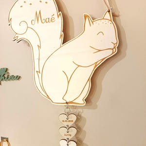 Personalized wooden birth pendant – Unique birth gift, squirrel